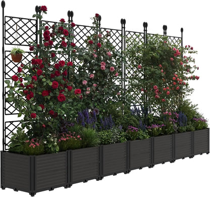 Plastic Planter Box w/ Trellis Rack 5.25FT Tall