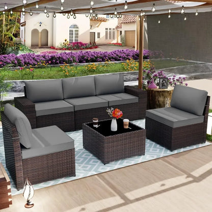 6 Pieces Patio Sectional Outdoor Furniture