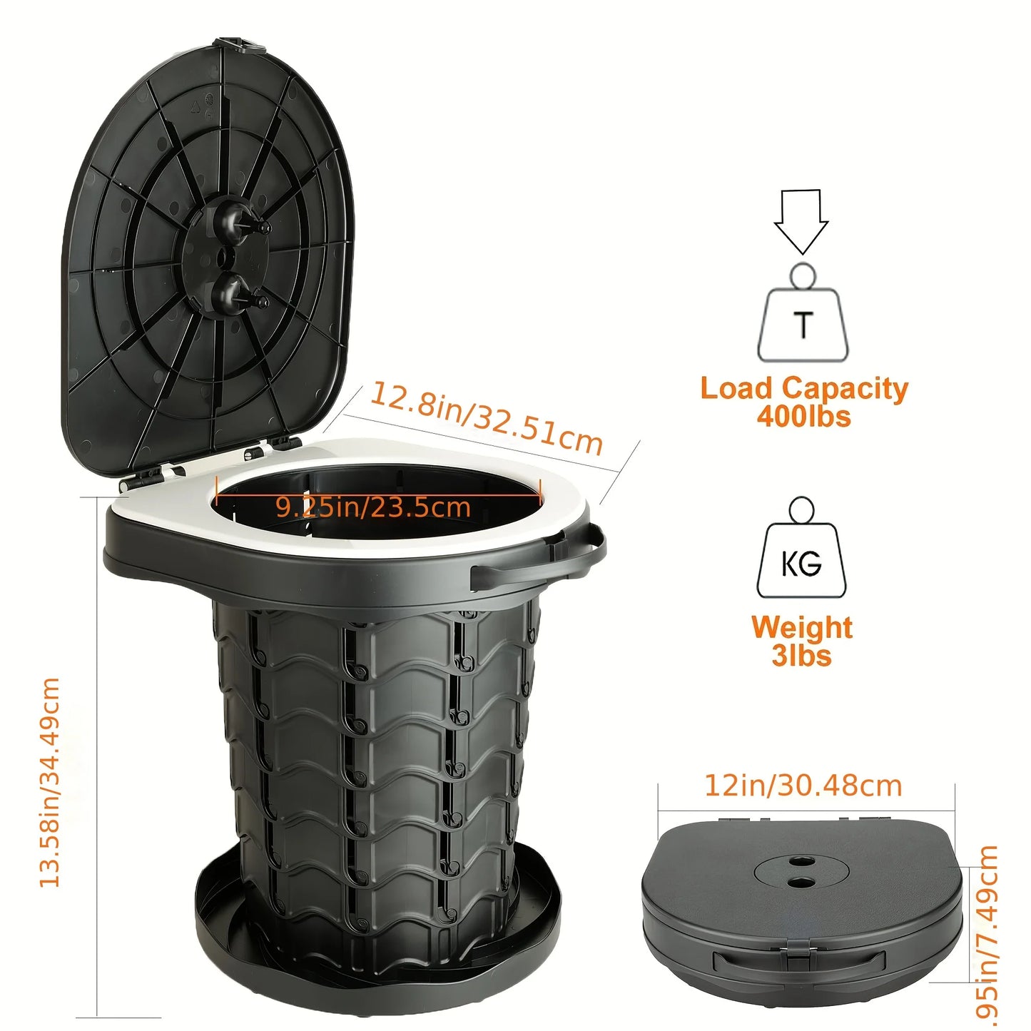 Adjustable Height Folding Portable Toilet