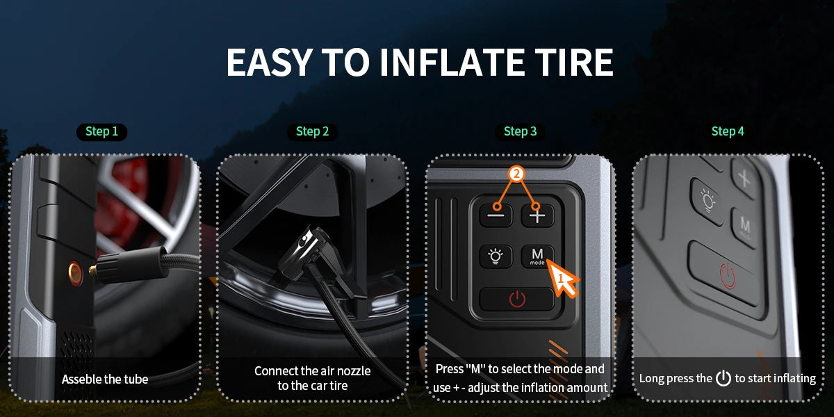 Portable Car Jump Starter With Air Compressor