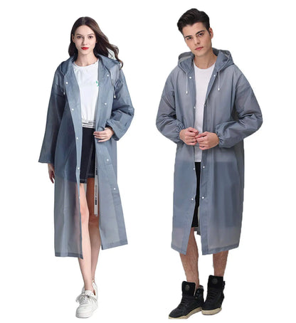 Reusable Rain Ponchos Portable EVA Rain Coats Packable Rain Jackets with Hood and Drawstring