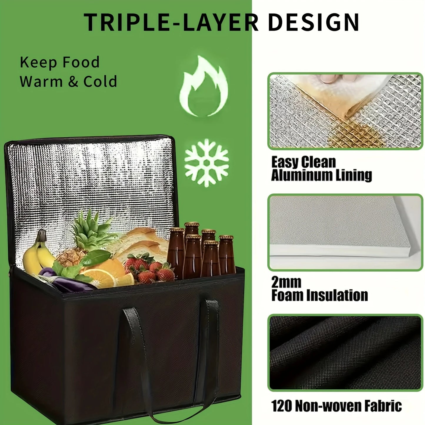 Large Capacity Insulated Grocery Bags