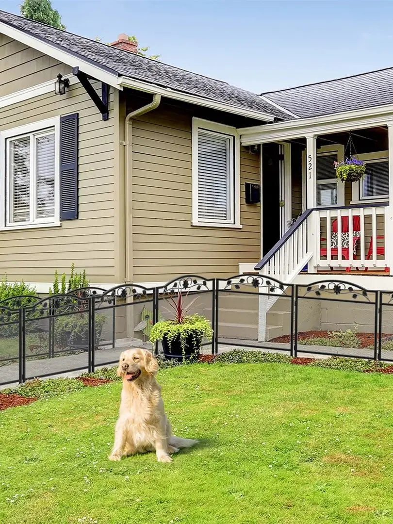 5Pcs Black Metal Dog Fence