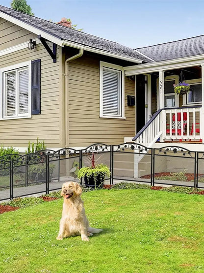 5Pcs Black Metal Dog Fence