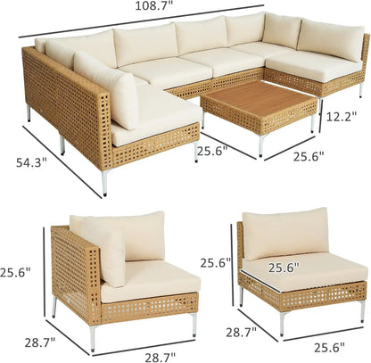 7-Piece Modular Outdoor Wicker Furniture Set