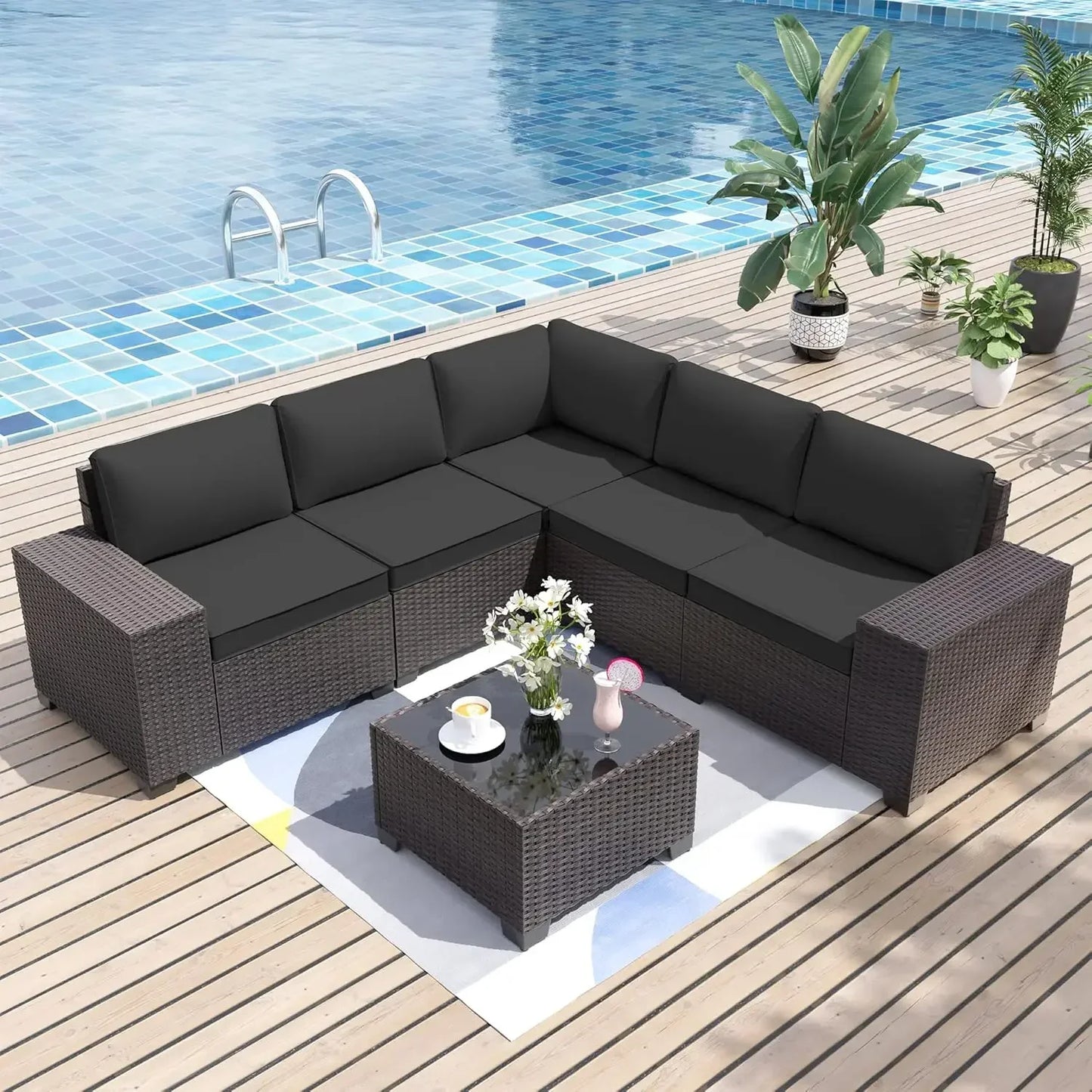 6 Pieces Patio Sectional Outdoor Furniture