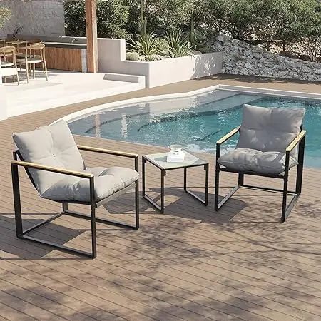 8 Piece Patio Furniture Set with Fire Pit Table, Outdoor Sectional Furniture, Wicker Patio Sofa, Conversation Set Perfect for Ba