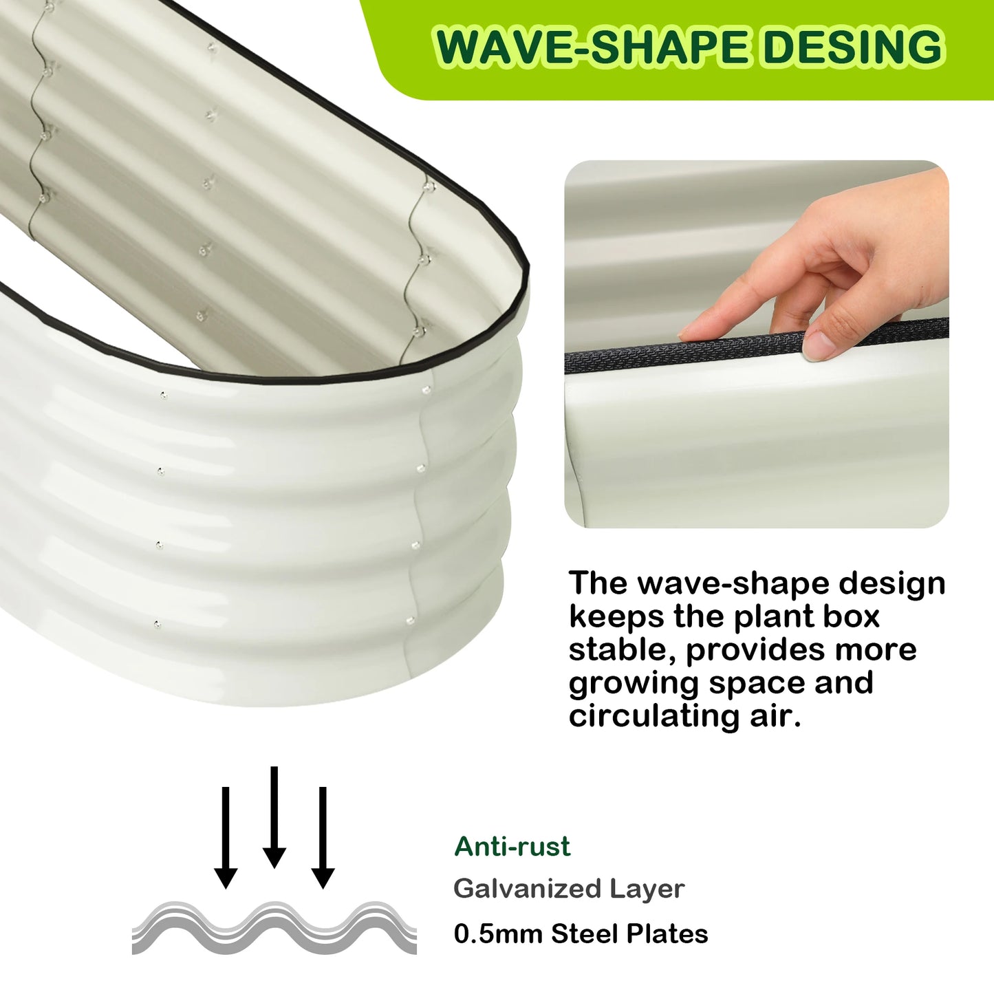 2 Pcs 4.5x2x1ft Oval Raised Garden Bed