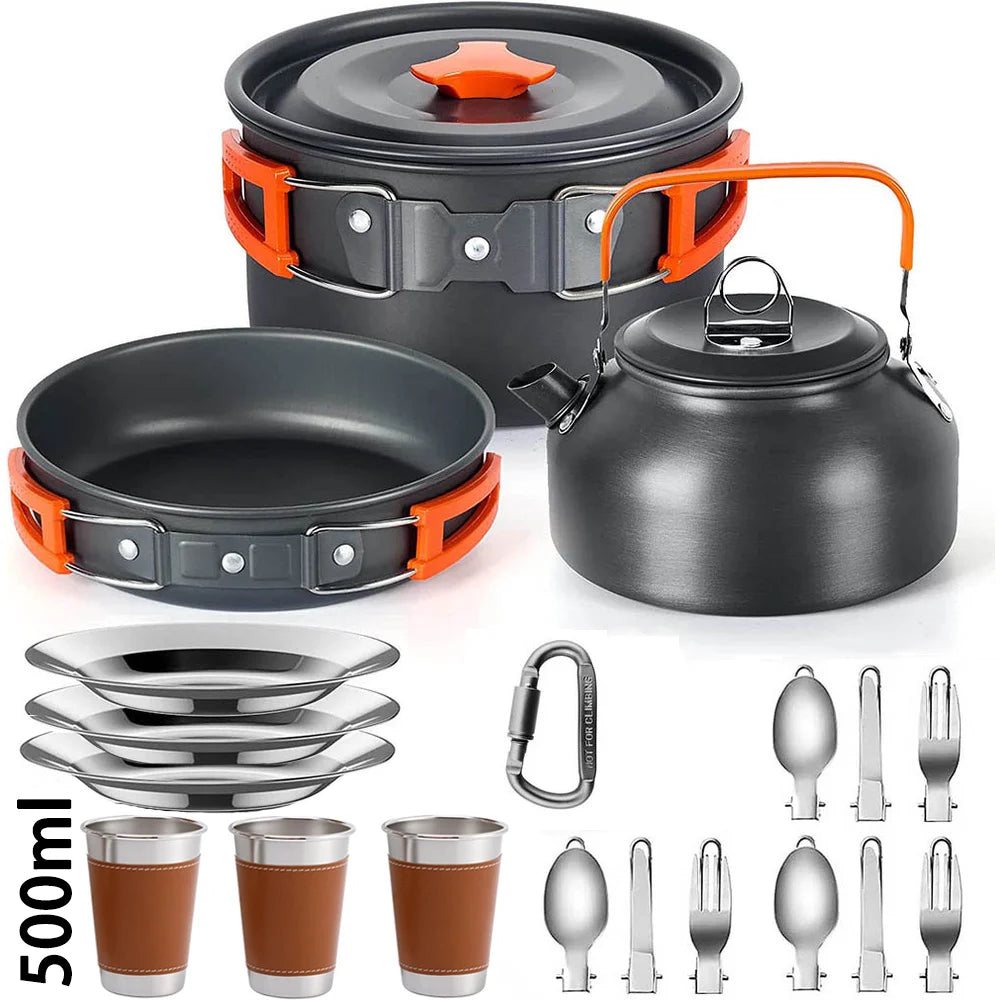 Outdoor camping cookware set aluminum lightweight