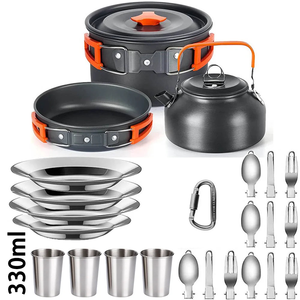 Outdoor camping cookware set aluminum lightweight